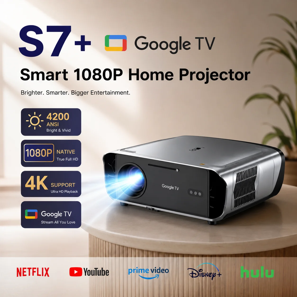 S7 4200ANSI Native 1080P 4K UH - Home Cinema Tv Screen 评论和价格